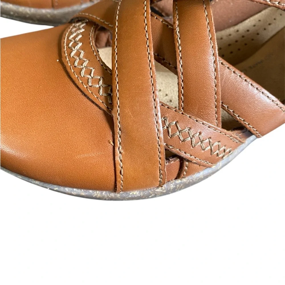 Clarks Women’s 7 1/2 Tan Roseville Step Mary Jane Flat Fisherman Travel Sandal - Picture 9 of 9